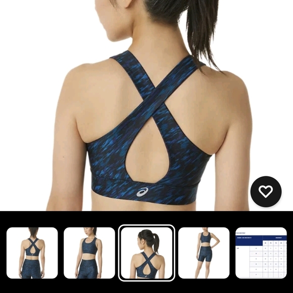 Asics Blue and Black Patterned Sports Bra and Shorts Set - Picture 3 of 11